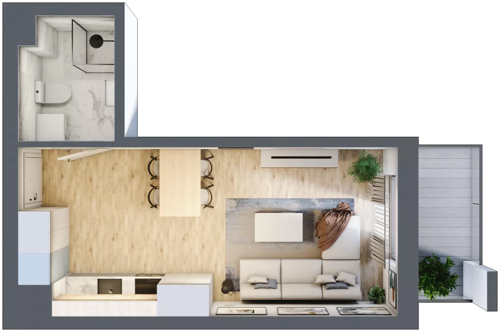 1 pokój, mieszkanie 26,92 m², piętro 1, oferta nr 50, Apartamenty Horizon II etap, Radom, Akademickie, ul. Kazimierza Pułaskiego / Akademicka