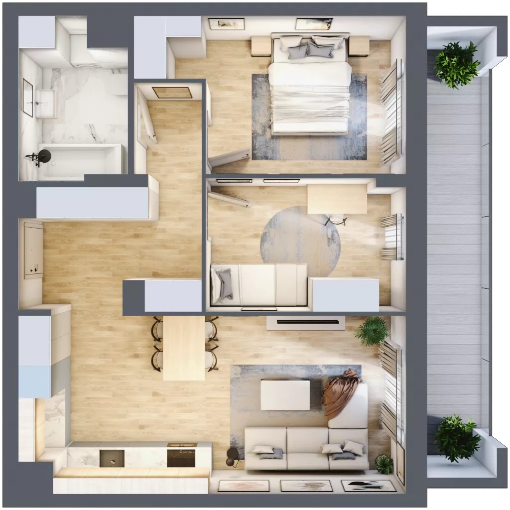 3 pokoje, mieszkanie 60,50 m², piętro 8, oferta nr 128, Apartamenty Horizon II etap, Radom, Akademickie, ul. Kazimierza Pułaskiego / Akademicka