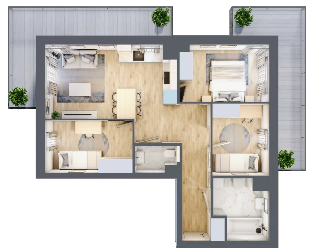 4 pokoje, mieszkanie 61,40 m², piętro 1, oferta nr 6, Apartamenty Horizon II etap, Radom, Akademickie, ul. Kazimierza Pułaskiego / Akademicka
