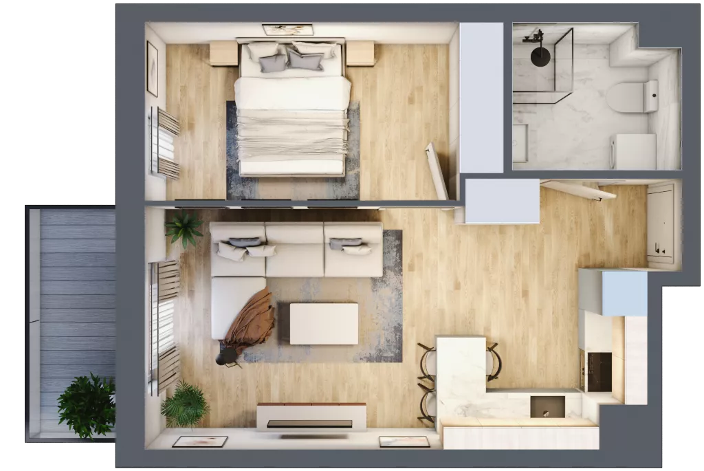 2 pokoje, mieszkanie 38,33 m², piętro 2, oferta nr 65, Apartamenty Horizon II etap, Radom, Akademickie, ul. Kazimierza Pułaskiego / Akademicka