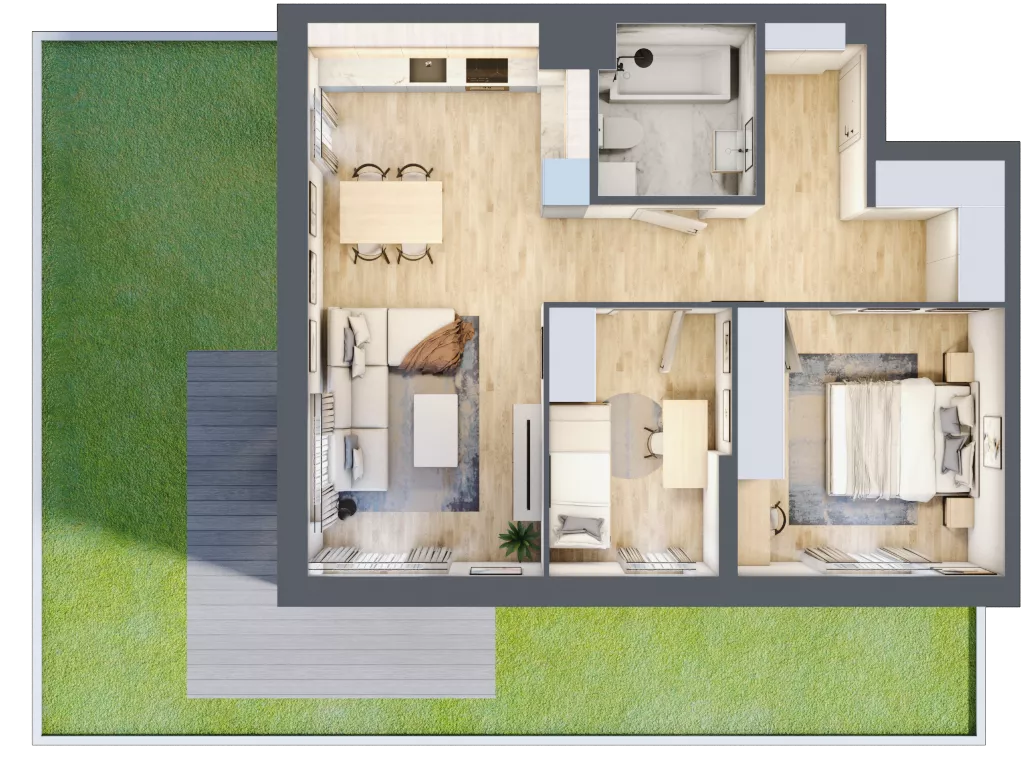 3 pokoje, mieszkanie 57,48 m², parter, oferta nr 41, Apartamenty Horizon II etap, Radom, Akademickie, ul. Kazimierza Pułaskiego / Akademicka