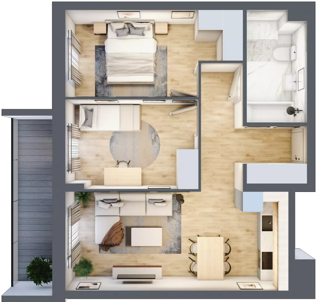 3 pokoje, mieszkanie 55,59 m², piętro 7, oferta nr 122, Apartamenty Horizon II etap, Radom, Akademickie, ul. Kazimierza Pułaskiego / Akademicka