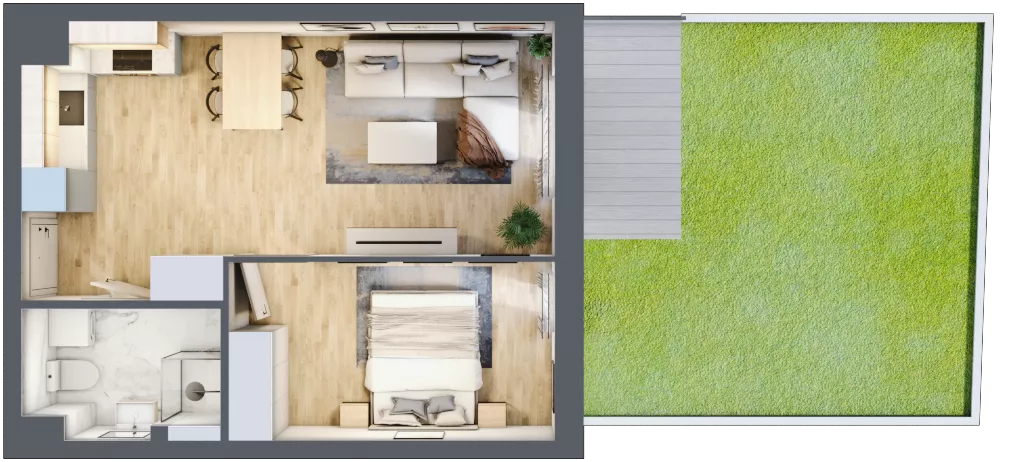 2 pokoje, mieszkanie 39,87 m², parter, oferta nr 34, Apartamenty Horizon II etap, Radom, Akademickie, ul. Kazimierza Pułaskiego / Akademicka