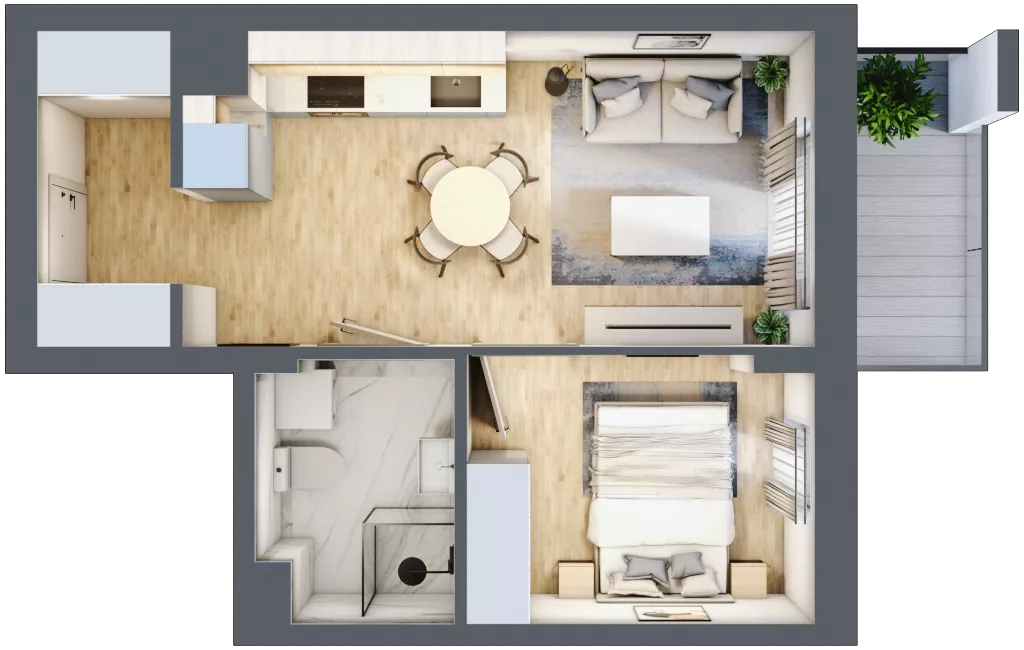 2 pokoje, mieszkanie 32,57 m², piętro 1, oferta nr 49, Apartamenty Horizon II etap, Radom, Akademickie, ul. Kazimierza Pułaskiego / Akademicka