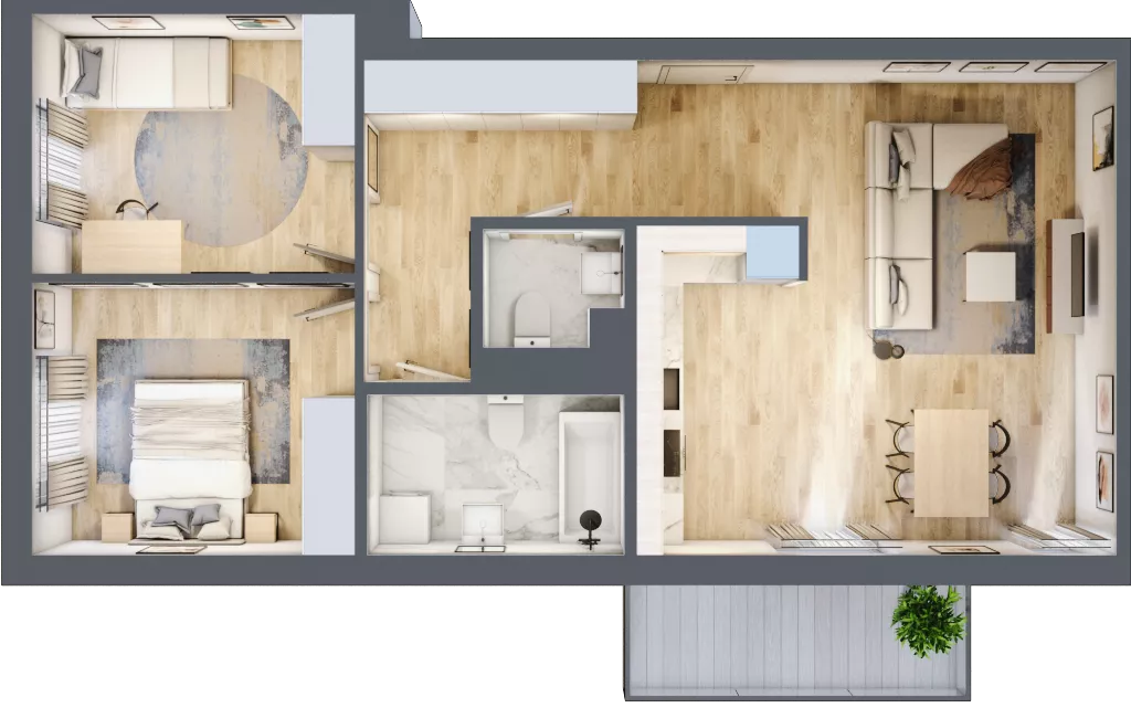 3 pokoje, apartament 68,81 m², piętro 1, oferta nr M2, Apartamenty Świt, Warszawa, Bielany, Chomiczówka, ul. Renesansowa