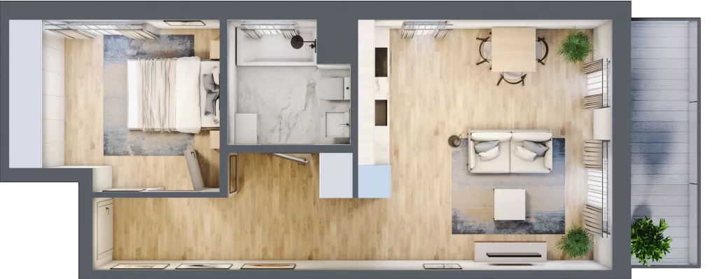 2 pokoje, apartament 45,76 m², piętro 2, oferta nr M12, Apartamenty Świt, Warszawa, Bielany, Chomiczówka, ul. Renesansowa