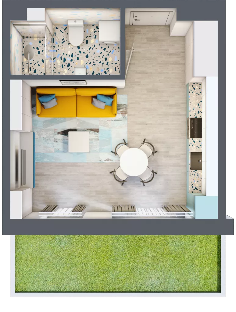 1 pokój, mieszkanie 29,07 m², parter, oferta nr M1, Apartamenty Serene , Kielce, KSM, ul. Zagórska