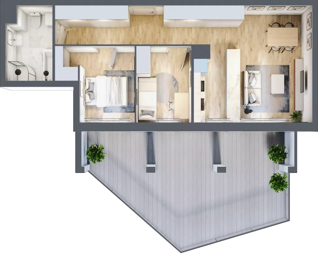 3 pokoje, mieszkanie 61,37 m², piętro 1, oferta nr 6, Osiedle Iluzjon Etap 2, Bydgoszcz, Kapuściska, ul. Nastrojowa 11