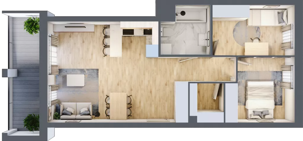3 pokoje, mieszkanie 62,77 m², piętro 2, oferta nr 45, Osiedle Iluzjon Etap 2, Bydgoszcz, Kapuściska, ul. Nastrojowa 11