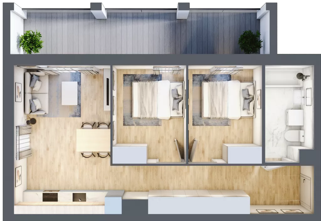 3 pokoje, mieszkanie 54,58 m², piętro 4, oferta nr 56, Osiedle Iluzjon Etap 2, Bydgoszcz, Kapuściska, ul. Nastrojowa 11
