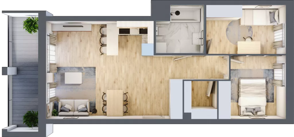 3 pokoje, mieszkanie 63,11 m², piętro 5, oferta nr 57, Osiedle Iluzjon Etap 2, Bydgoszcz, Kapuściska, ul. Nastrojowa 11