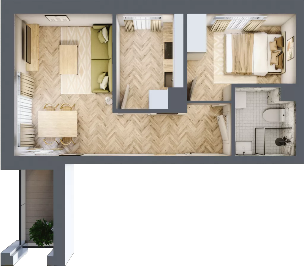 2 pokoje, mieszkanie 36,50 m², piętro 1, oferta nr 5, Alta Novum, Bydgoszcz, Stary Fordon, ul. Altanowa 22