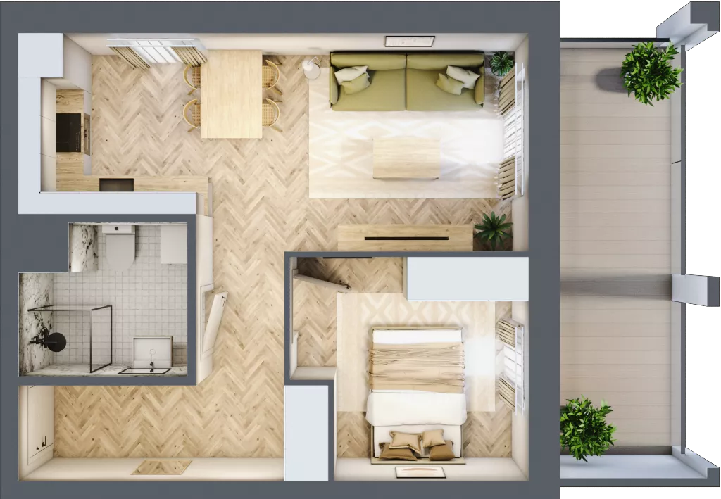 2 pokoje, mieszkanie 40,01 m², piętro 1, oferta nr 6, Alta Novum, Bydgoszcz, Stary Fordon, ul. Altanowa 22