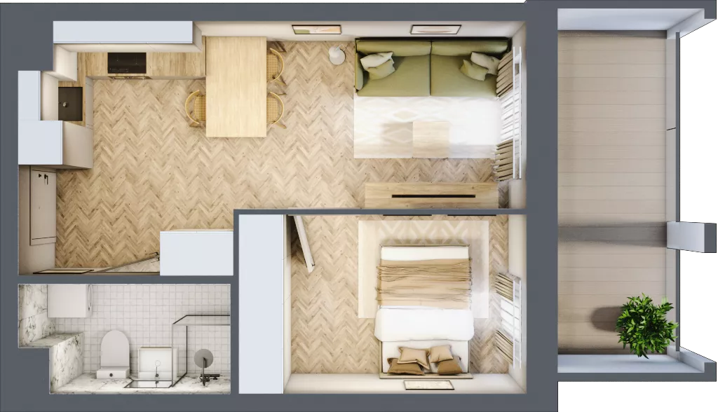 2 pokoje, mieszkanie 33,49 m², parter, oferta nr 3, Alta Novum, Bydgoszcz, Stary Fordon, ul. Altanowa 22