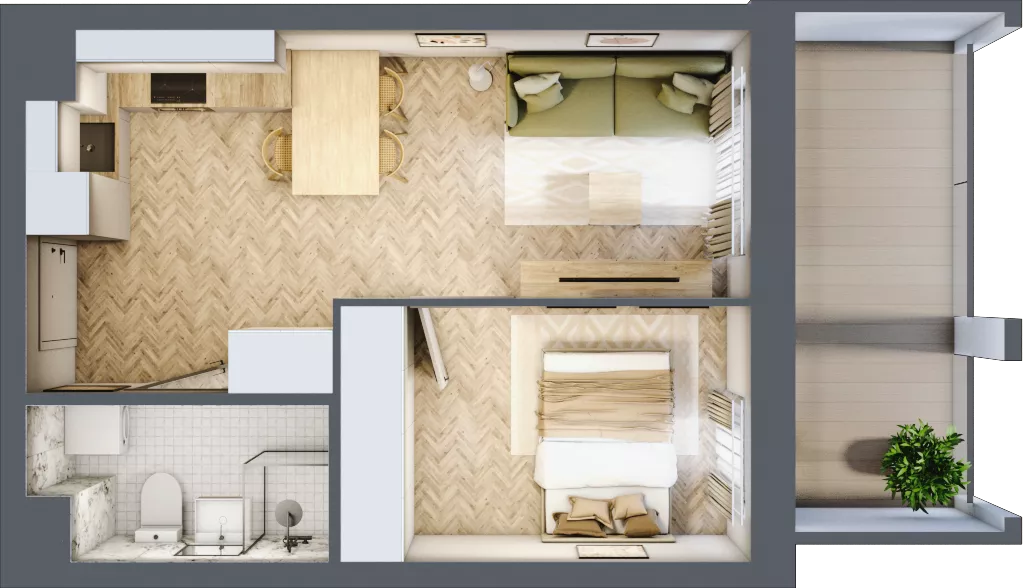 2 pokoje, mieszkanie 33,49 m², piętro 1, oferta nr 7, Alta Novum, Bydgoszcz, Stary Fordon, ul. Altanowa 22