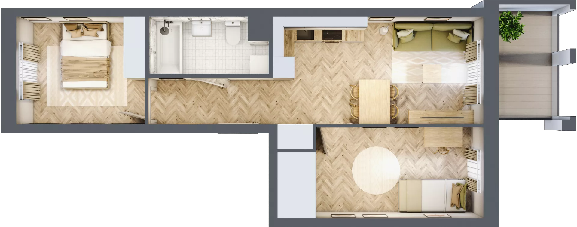 3 pokoje, mieszkanie 52,25 m², piętro 1, oferta nr 19, Alta Novum, Bydgoszcz, Stary Fordon, ul. Altanowa 22