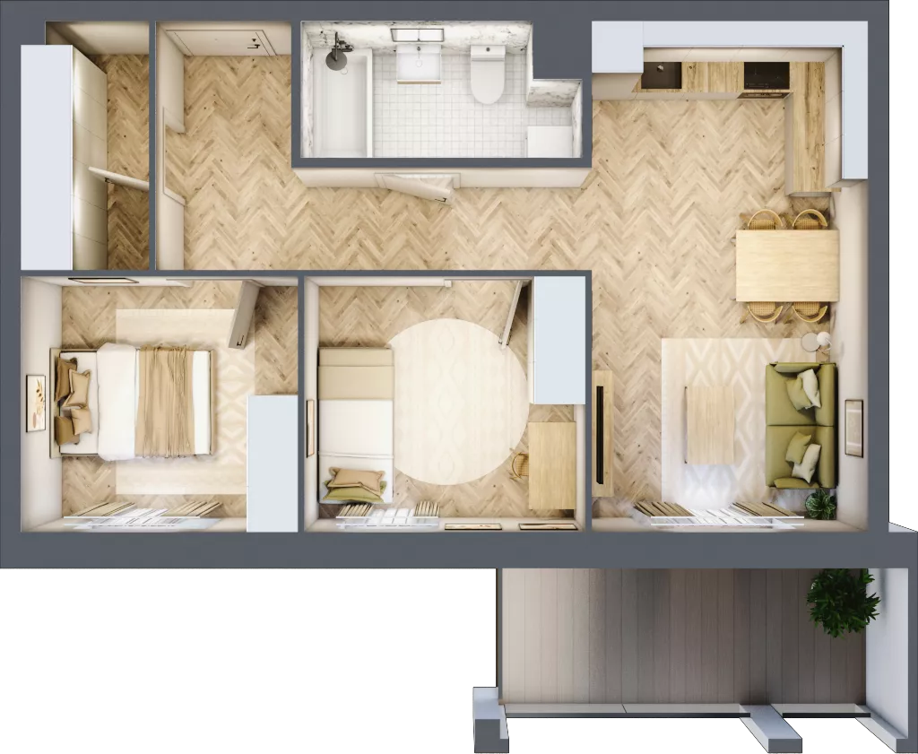 3 pokoje, mieszkanie 56,41 m², piętro 1, oferta nr 21, Alta Novum, Bydgoszcz, Stary Fordon, ul. Altanowa 22