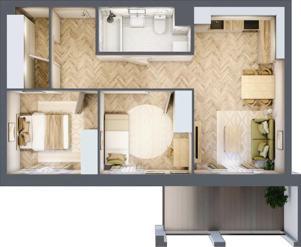 3 pokoje, mieszkanie 56,41 m², piętro 2, oferta nr 26, Alta Novum, Bydgoszcz, Stary Fordon, ul. Altanowa 22