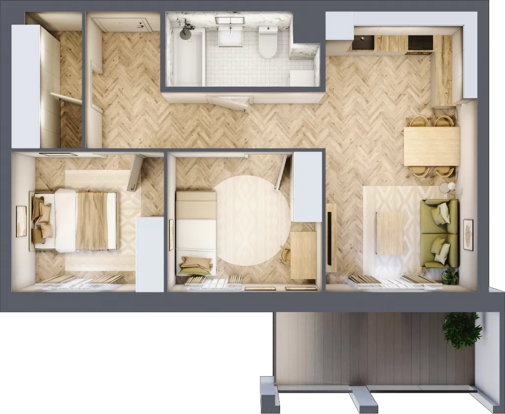 3 pokoje, mieszkanie 56,41 m², parter, oferta nr 16, Alta Novum, Bydgoszcz, Stary Fordon, ul. Altanowa 22