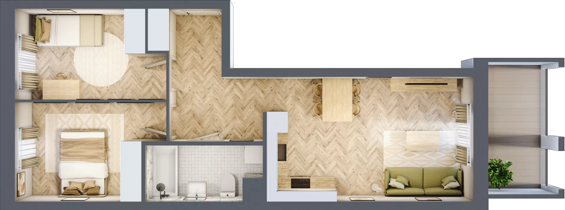3 pokoje, mieszkanie 55,57 m², piętro 1, oferta nr 8, Alta Novum, Bydgoszcz, Stary Fordon, ul. Altanowa 22