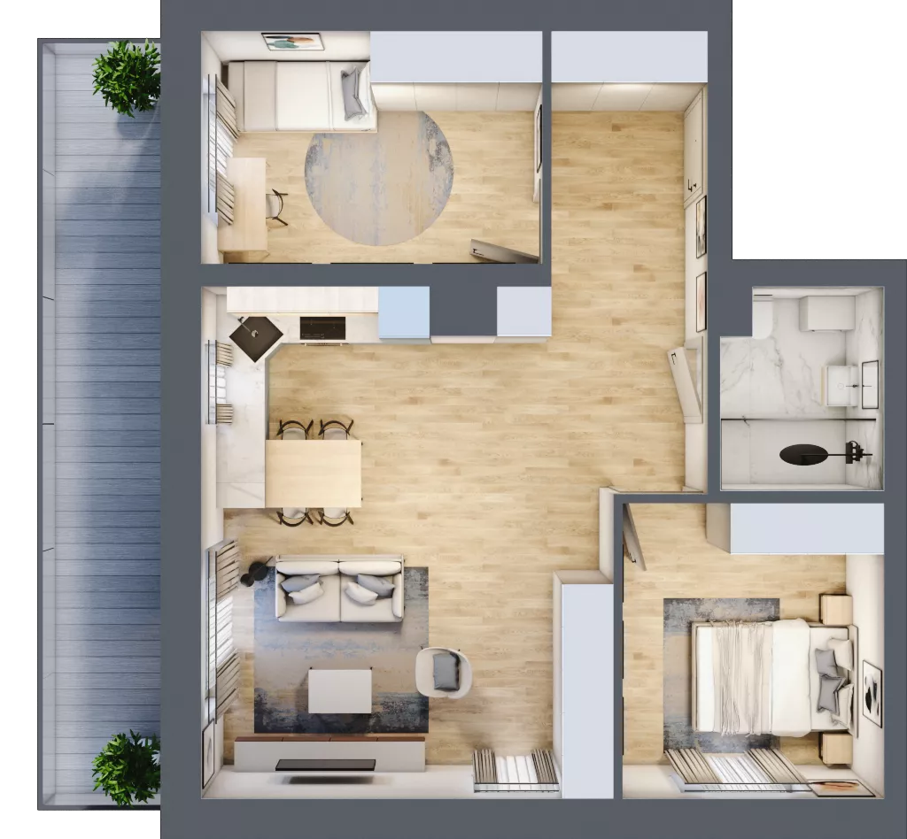 3 pokoje, mieszkanie 62,71 m², parter, oferta nr 2, Esperanto Park Budynek B2, Olsztyn, Podleśna, ul. Zamenhofa