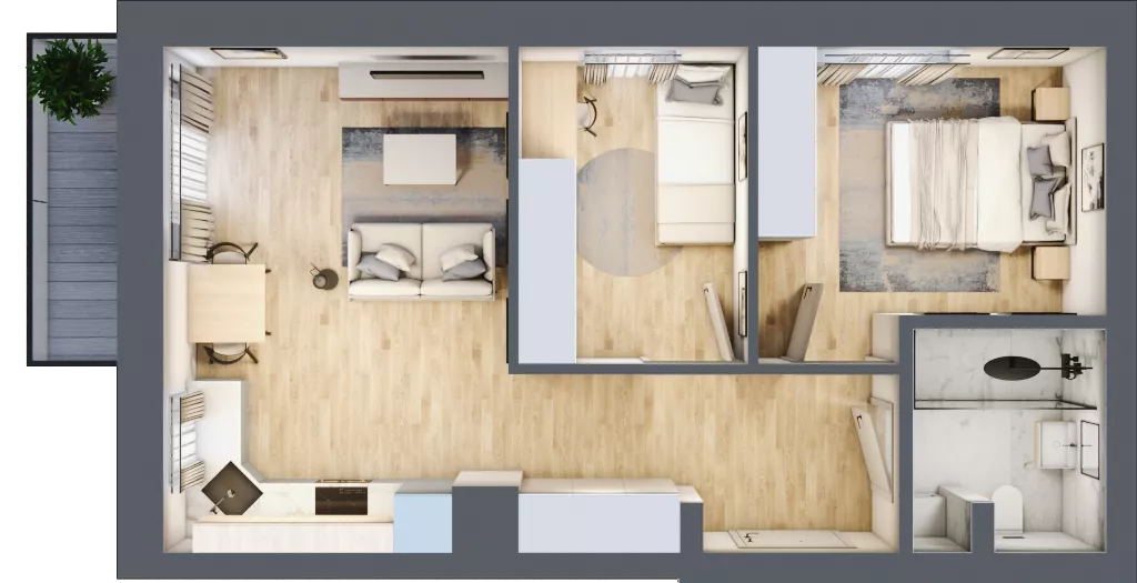 3 pokoje, mieszkanie 48,05 m², piętro 5, oferta nr 32, Esperanto Park Budynek B2, Olsztyn, Podleśna, ul. Zamenhofa