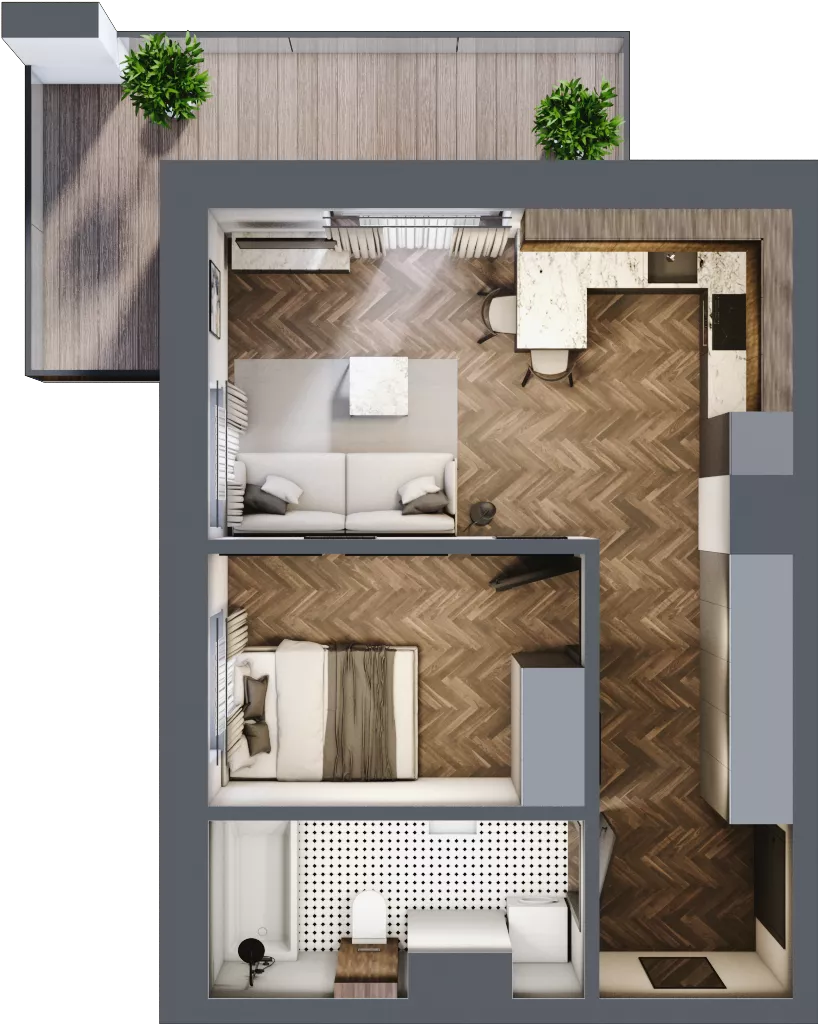 2 pokoje, mieszkanie 39,20 m², parter, oferta nr 2_I/2, KONCERTOWA - Na skraju miasta, Lublin, Czechów Północny, Czechów Północny,  ul. Koncertowa