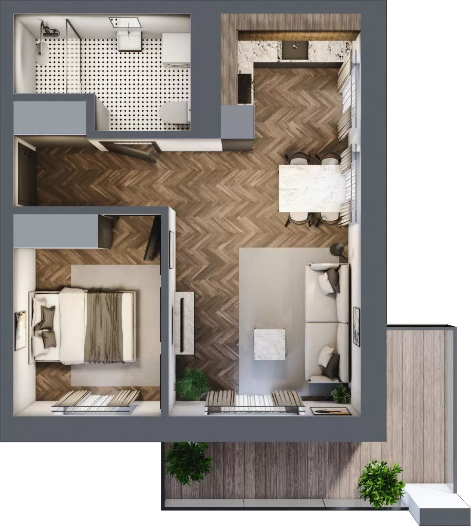 2 pokoje, mieszkanie 41,60 m², parter, oferta nr 2_II/5, KONCERTOWA - Na skraju miasta, Lublin, Czechów Północny, Czechów Północny,  ul. Koncertowa
