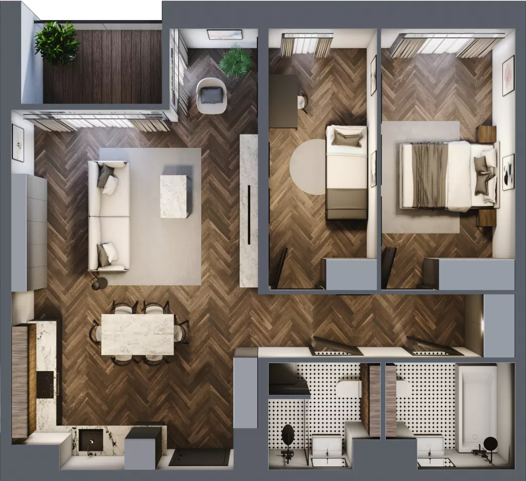 3 pokoje, apartament 74,64 m², piętro 3, oferta nr 28, Kopalniana 1, Katowice, Bogucice, ul. Kopalniana 1