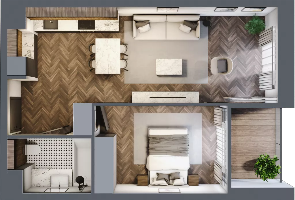2 pokoje, apartament 44,58 m², piętro 4, oferta nr 36, Kopalniana 1, Katowice, Bogucice, ul. Kopalniana 1