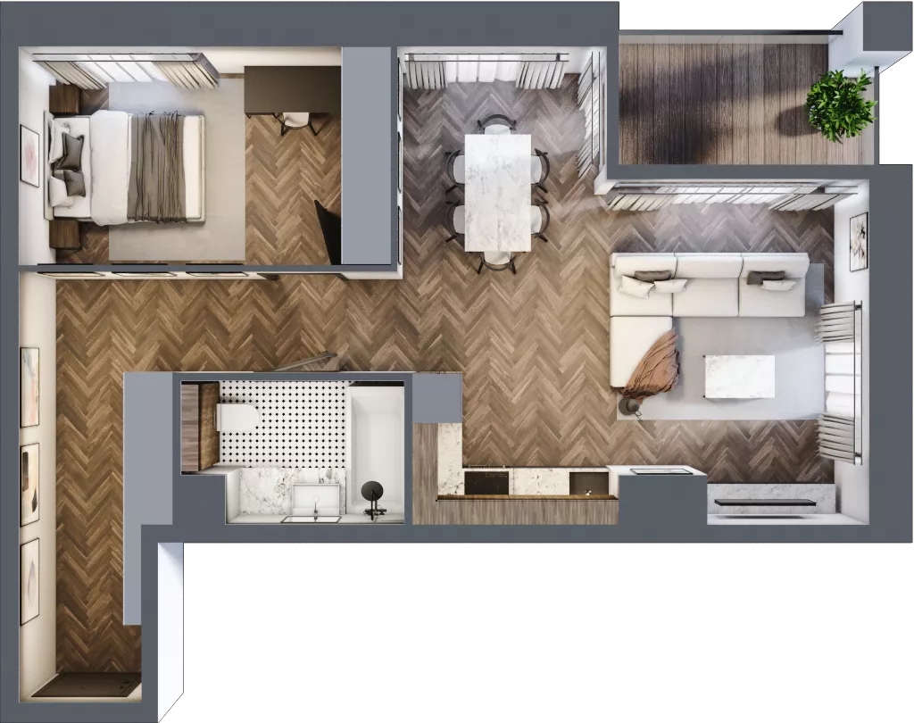 2 pokoje, apartament 55,70 m², piętro 4, oferta nr 35, Kopalniana 1, Katowice, Bogucice, ul. Kopalniana 1