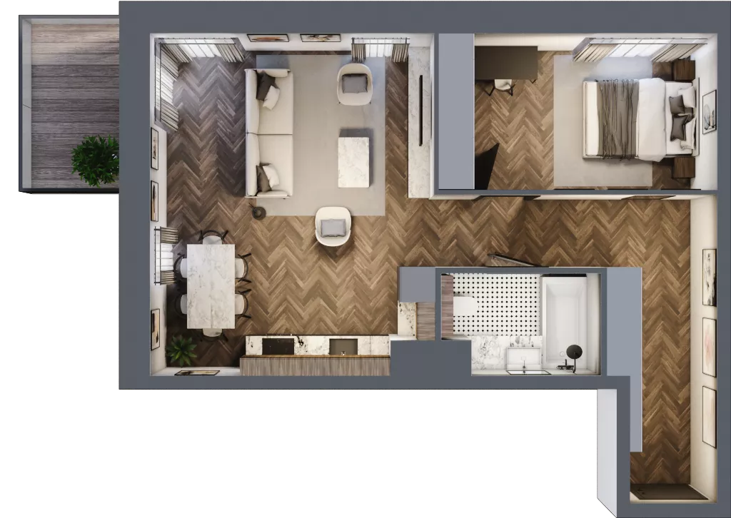 2 pokoje, apartament 56,96 m², piętro 4, oferta nr 33, Kopalniana 1, Katowice, Bogucice, ul. Kopalniana 1