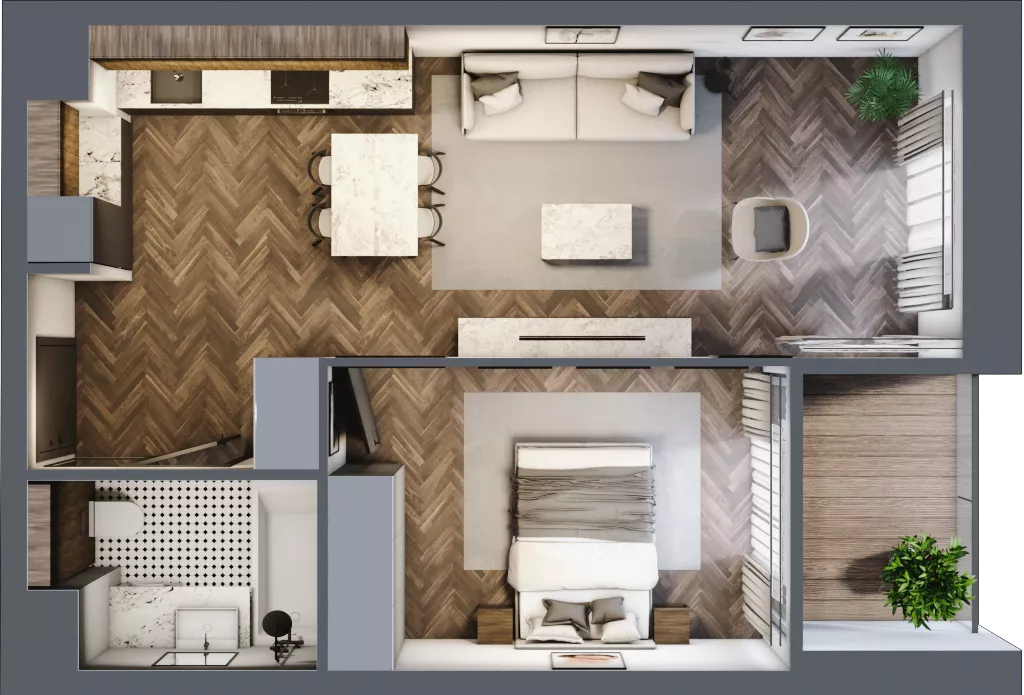 2 pokoje, apartament 44,28 m², piętro 1, oferta nr 9, Kopalniana 1, Katowice, Bogucice, ul. Kopalniana 1