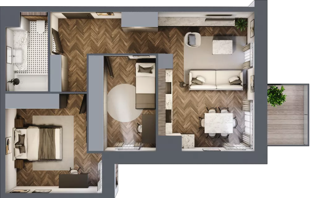 3 pokoje, apartament 60,81 m², piętro 6, oferta nr 53, Kopalniana 1, Katowice, Bogucice, ul. Kopalniana 1