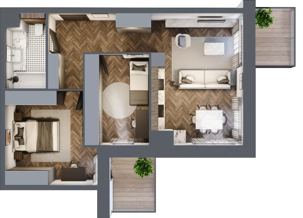 3 pokoje, apartament 60,88 m², piętro 3, oferta nr 30, Kopalniana 1, Katowice, Bogucice, ul. Kopalniana 1