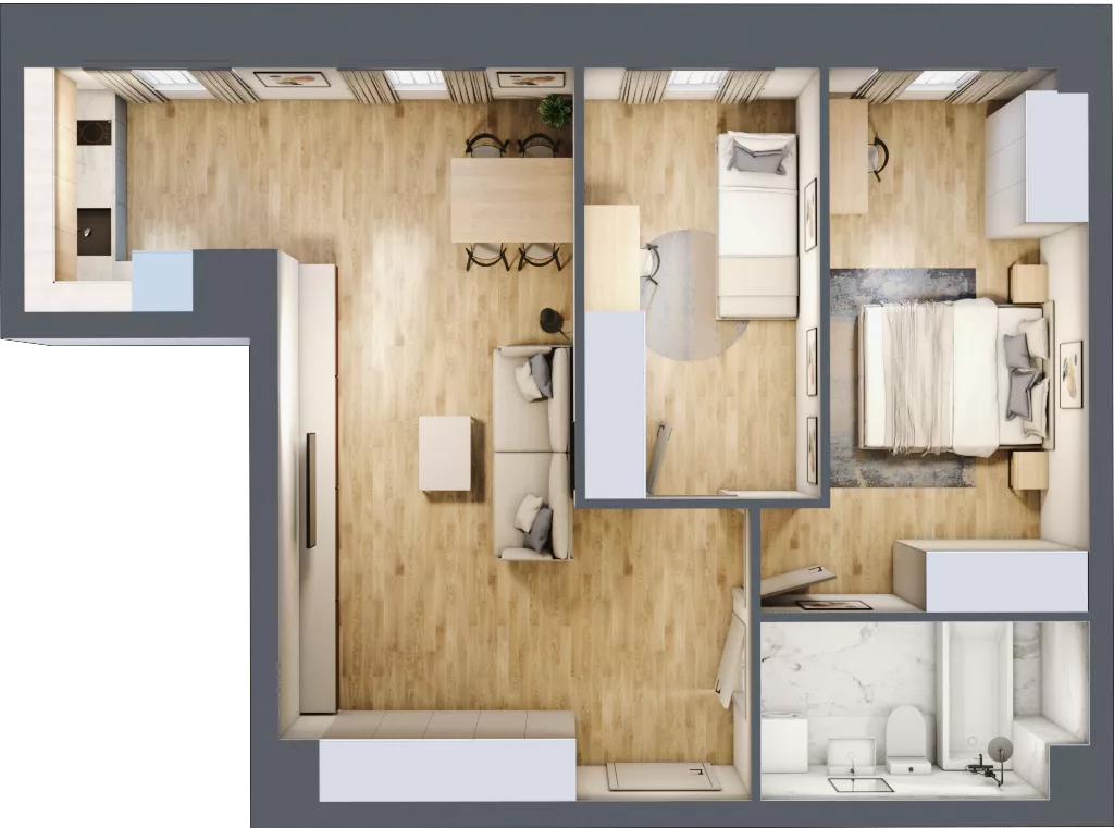 3 pokoje, apartament 61,53 m², piętro 1, oferta nr A_01_01, Kolejova 1, Poznań, Grunwald, Łazarz, ul. Kolejowa 1/3