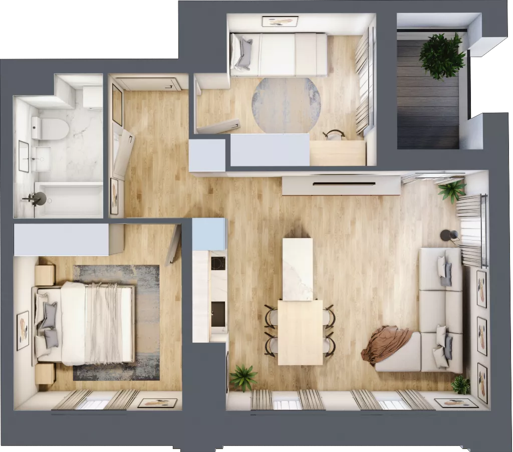 3 pokoje, apartament 51,24 m², piętro 1, oferta nr A_01_04, Kolejova 1, Poznań, Grunwald, Łazarz, ul. Kolejowa 1/3