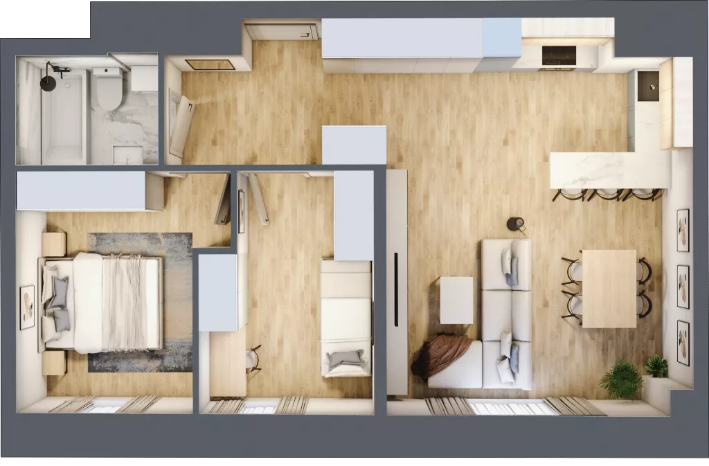 3 pokoje, apartament 60,22 m², piętro 1, oferta nr A_01_06, Kolejova 1, Poznań, Grunwald, Łazarz, ul. Kolejowa 1/3