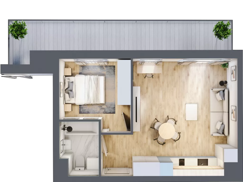 2 pokoje, apartament 40,74 m², piętro 2, oferta nr A_02_13, Kolejova 1, Poznań, Grunwald, Łazarz, ul. Kolejowa 1/3