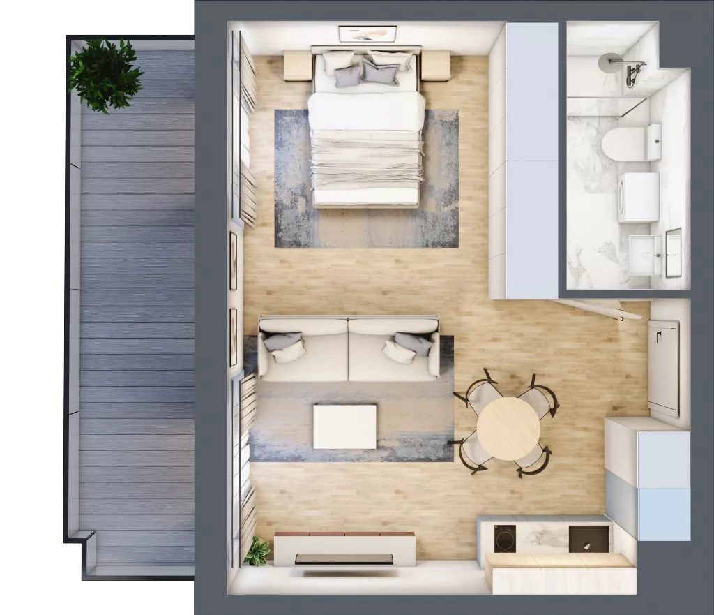 1 pokój, apartament 33,04 m², piętro 2, oferta nr A_02_14, Kolejova 1, Poznań, Grunwald, Łazarz, ul. Kolejowa 1/3
