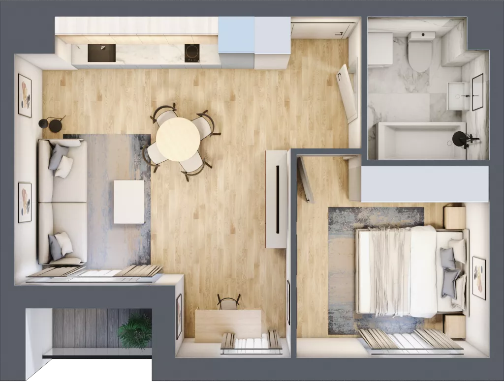 2 pokoje, mieszkanie 39,38 m², piętro 3, oferta nr A_03_33, Kolejova 1, Poznań, Grunwald, Łazarz, ul. Kolejowa 1/3