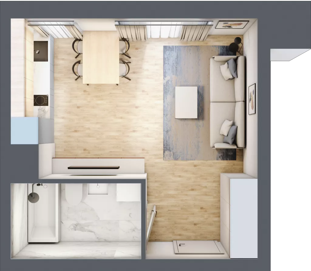 1 pokój, apartament 27,69 m², piętro 3, oferta nr A_03_36, Kolejova 1, Poznań, Grunwald, Łazarz, ul. Kolejowa 1/3