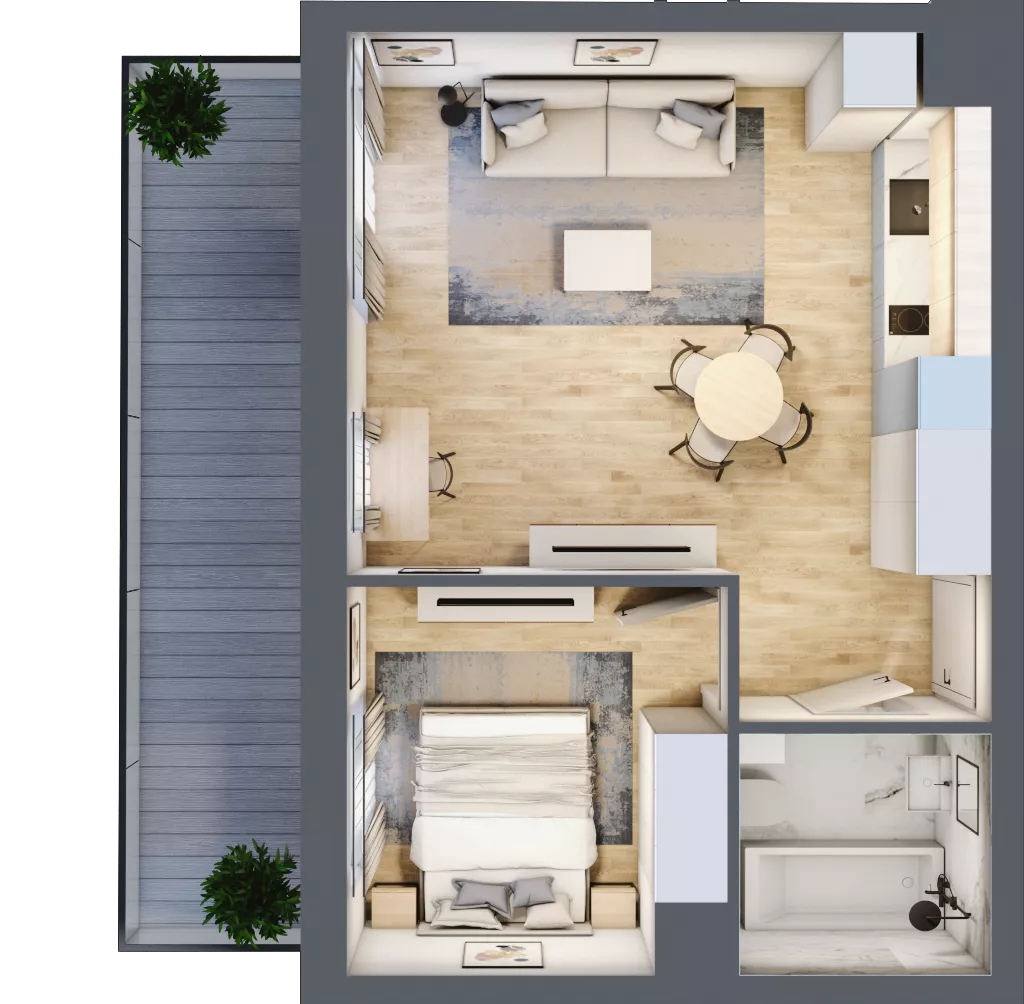 2 pokoje, apartament 39,22 m², piętro 2, oferta nr B_02_18, Kolejova 1, Poznań, Grunwald, Łazarz, ul. Kolejowa 1/3