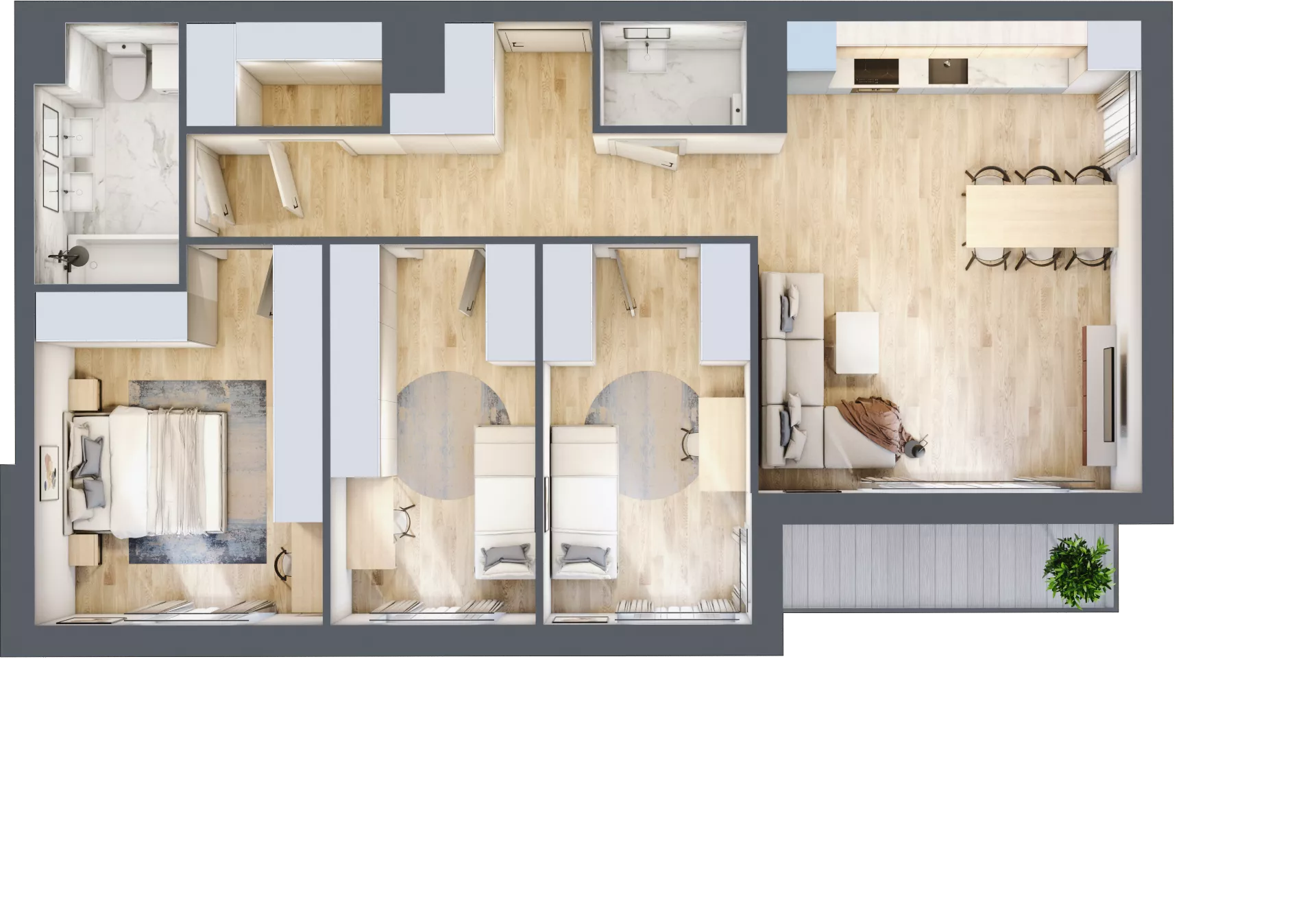 4 pokoje, mieszkanie 86,68 m², piętro 2, oferta nr B_02_29, Kolejova 1, Poznań, Grunwald, Łazarz, ul. Kolejowa 1/3