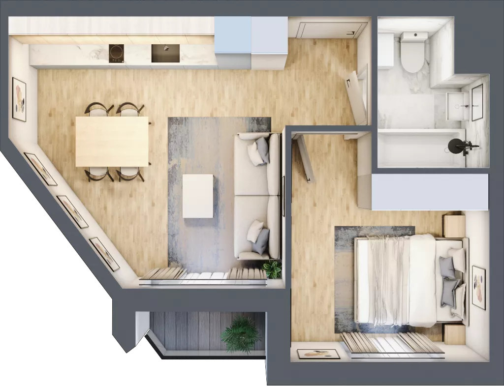 2 pokoje, mieszkanie 34,83 m², piętro 3, oferta nr B_03_35, Kolejova 1, Poznań, Grunwald, Łazarz, ul. Kolejowa 1/3