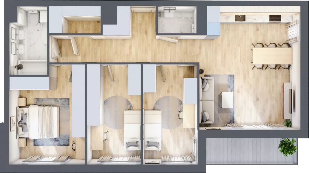 4 pokoje, mieszkanie 86,68 m², piętro 3, oferta nr B_03_40, Kolejova 1, Poznań, Grunwald, Łazarz, ul. Kolejowa 1/3