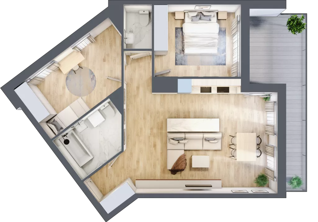 3 pokoje, apartament 69,42 m², piętro 1, oferta nr C_01_03, Kolejova 1, Poznań, Grunwald, Łazarz, ul. Kolejowa 1/3