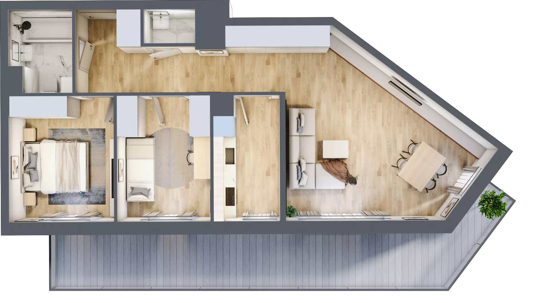 3 pokoje, apartament 70,22 m², piętro 1, oferta nr C_01_04, Kolejova 1, Poznań, Grunwald, Łazarz, ul. Kolejowa 1/3
