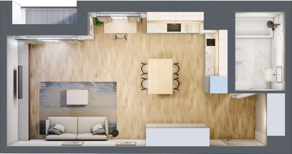1 pokój, apartament 39,62 m², piętro 1, oferta nr C_01_08, Kolejova 1, Poznań, Grunwald, Łazarz, ul. Kolejowa 1/3