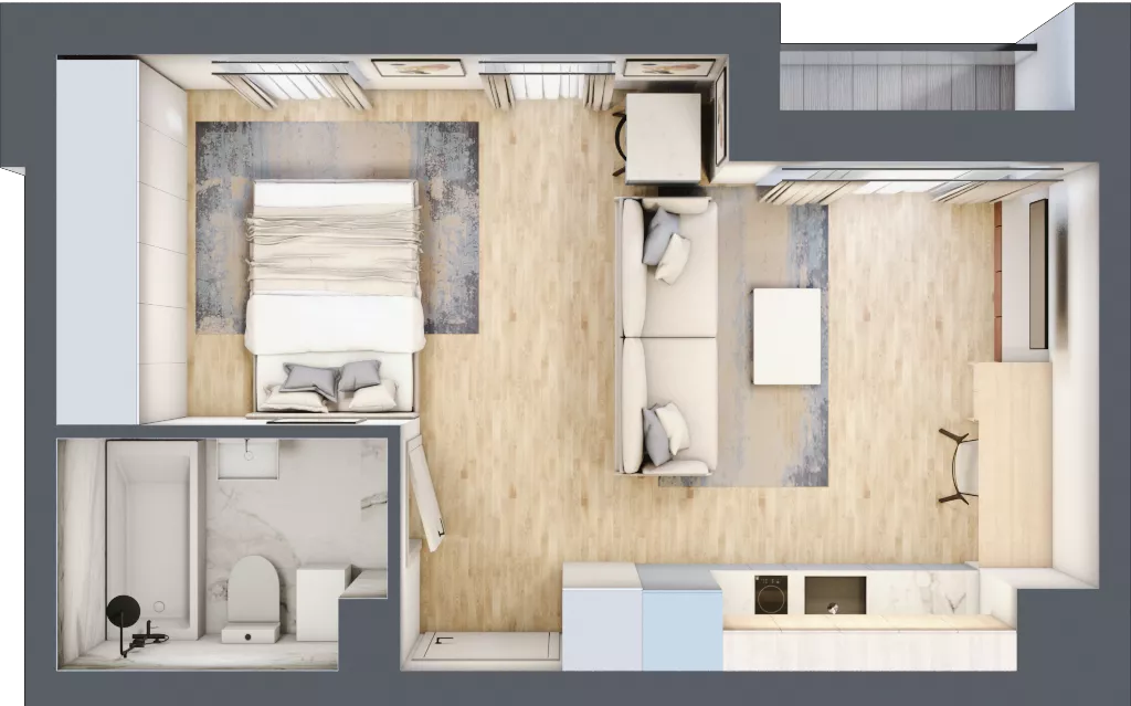 1 pokój, mieszkanie 32,38 m², piętro 2, oferta nr C_02_10, Kolejova 1, Poznań, Grunwald, Łazarz, ul. Kolejowa 1/3